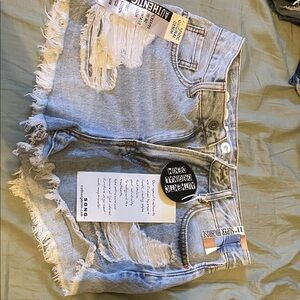 SONG Light Blue Distressed Jean Shorts